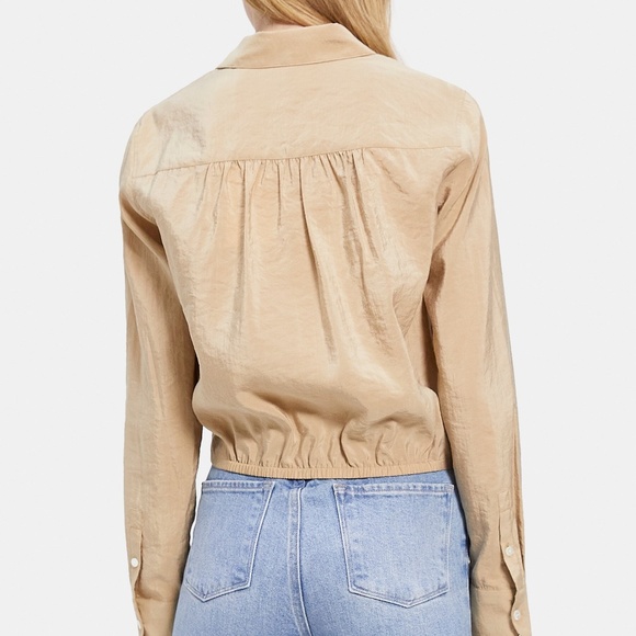 Theory Tie-Front Shirt in Silk-Nylon - Ginger - M - Picture 3 of 7